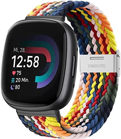 YASPARK Compatible with Fitbit Versa 4/Fitbit Versa 3/Fitbit Sense 2/Fitbit Sense, Soft Elastic Nylon Sport Replacement Band for Fitbit Versa 4, Fitbit Versa 3, Fitbit Sense 2, Fitbit Sense