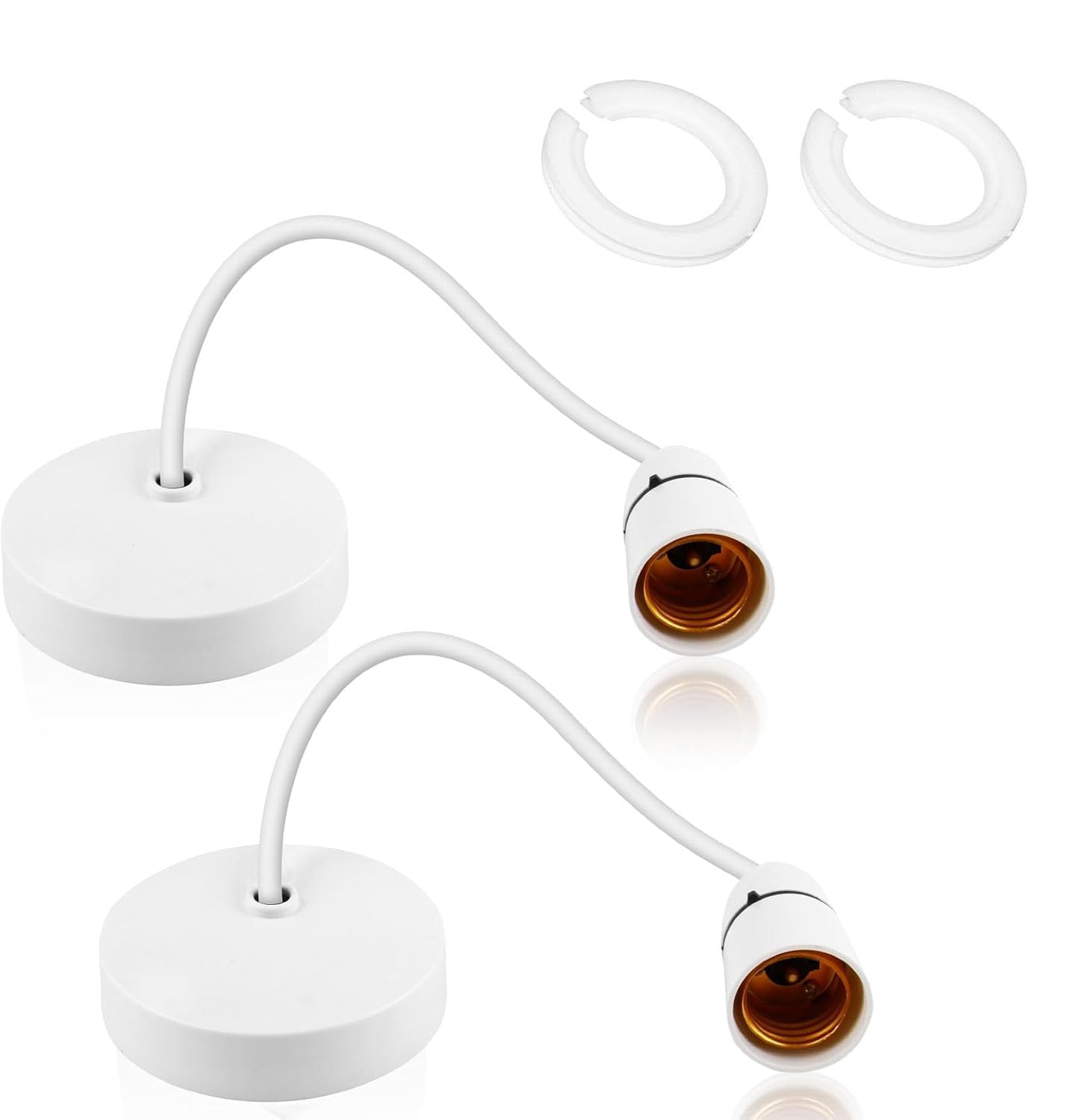Ceiling Pendant Light Fitting, 2Pcs E27 Lamp Holder 8.5”, Comes With 2 E27 Lampshade Reducing Rings, Ceiling Hanging Lights Fixtures Modern Hanging Light Fixture Kit for Kitchen Living Room Bedroom