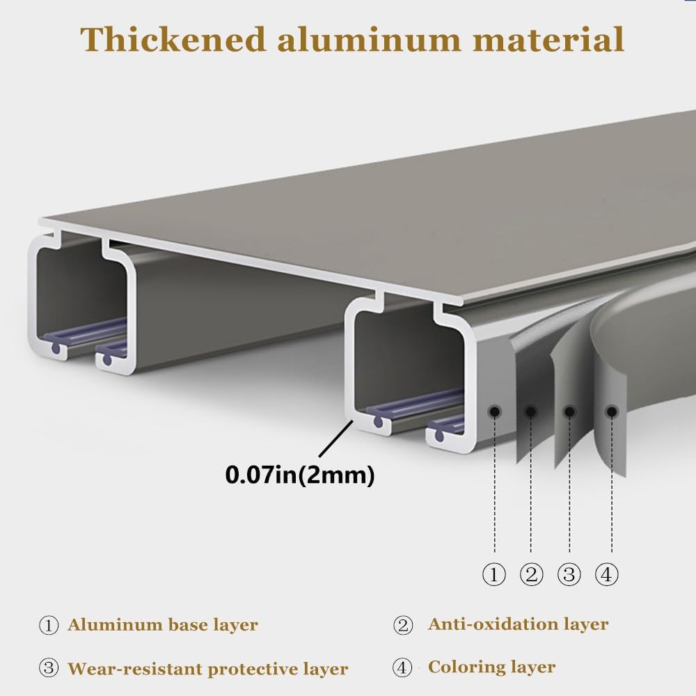 Adjustable Ceiling Curtain Rail Set (70-600cm) - Double Row Track for Room Dividers & Drapes, Easy Installation, Champagne Color, 350cm Length