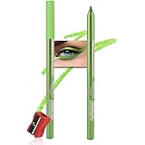 evpct Green Glitter Eyeliner Pencil for Eyes, Apple Avocado Green Metallic Shimmer Eye Liner Pencil Makeup Waterproof Smudge Proof, Colored Gel Waterline Eyeliner Face Eye Paint Stick Halloween Makeup