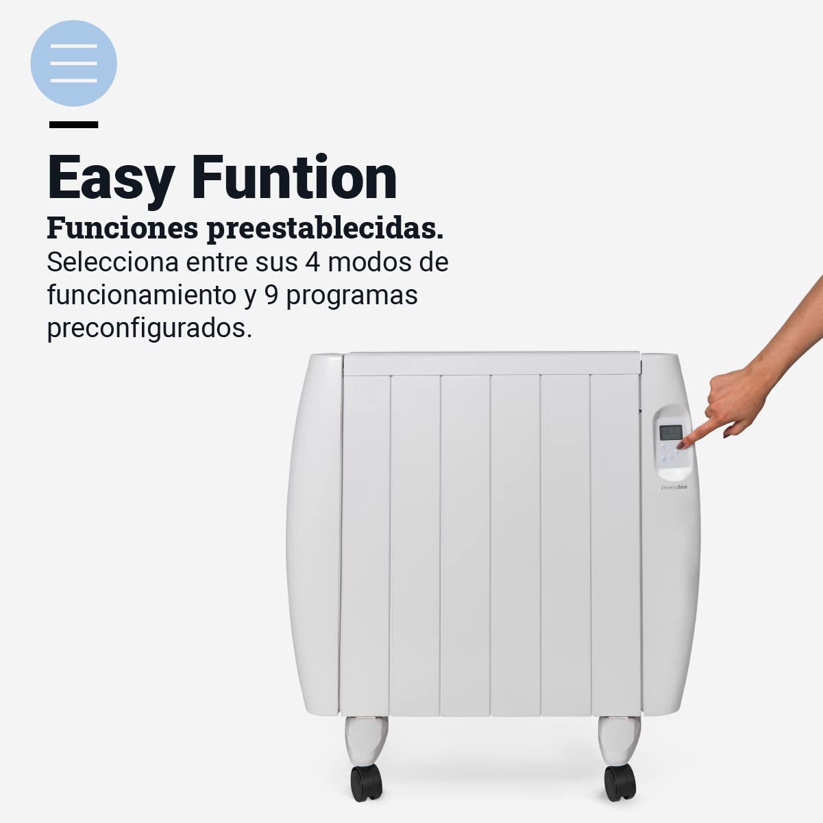 UNIVERSALBLUE Emisor Térmico con WIFI | Bajo Consumo 1500W | Radiador Eléctrico con 6 Elementos | Pantalla Digital