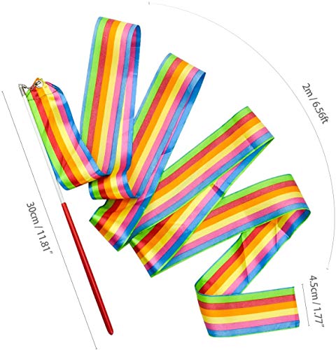 YKKJ 10 stuks 2 meter ritmische gymnastiek stick band, gymnastiek met luchtslangen, band dance kleurlinten… - Image 4