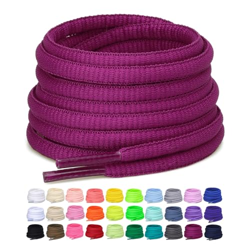 Image of 2 Pairs Oval Athletic Shoelaces 33 Colors 1 /4 inch Half Round Shoe Laces for Sneakers