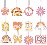 12 Pcs Boho Hippie Car Air Fresheners Hippie Automotive Hanging Air Fresheners Inspirational Retro Rainbow Scented Car Fresheners for Women Gift Mirror Decor Accessories Fragrance Christmas Gifts