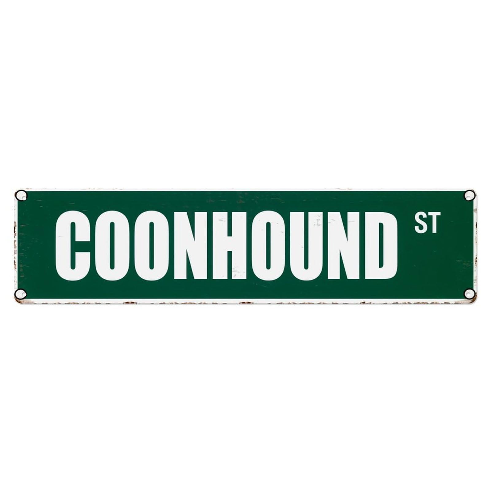 Coonhound Street Sign Pattern Metal Tin Sign Plaque