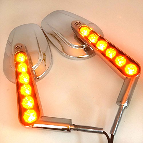 NBX- Espelhos retrovisores esquerdos direitos cromados com haste de LED compatíveis com HARLEY DAVID