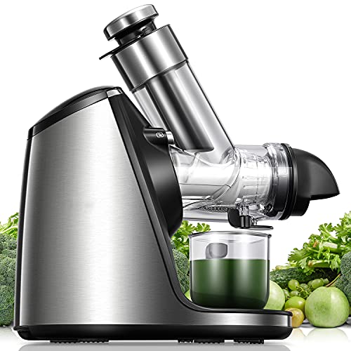 Juicer Machines, Slow Masticating Juicer Easy to Clean with 3in Large Feed Chute, Cold Press Extractor with Quiet Motor, Higher Nutrition with Ceramic Auger, Ice Cream ACC & Juice Recipes