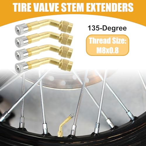 Image of 1 Set 135-Degree Universal Tire Valve Stem Extenders Extension Adapter - Cars RV Bicycles Motorcycles Trailers Tubeless Tire Valve - Copper Gold Tone