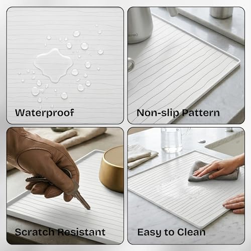 Image of 1 PC Washer and Dryer Topper Protector Mat 25 inchx25 inch, Laundry Washing Machine Top Cover Non-Slip, Waterproof, Silicone Large Washer and Dryer Covers for Top (White Opal)