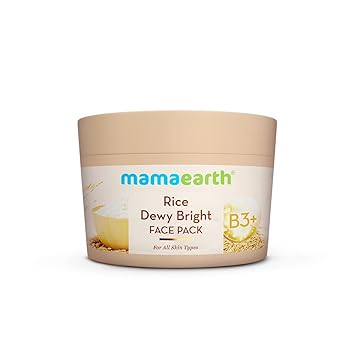 Mamaearth Rice Dewy Bright Face Pack with Rice Water & Niacinamide For Glass Skin 200g | DIY-like Texture | Gives Glass-Like Glow |Instant Brightness | Gel Cream Face Mask |Free From Harmful Chemicals - image, photos