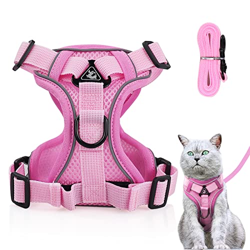 Cat Harness and Lead Set, Adjustable Kitten Harness and Lead Set including Reflective Strips Escape-Proof