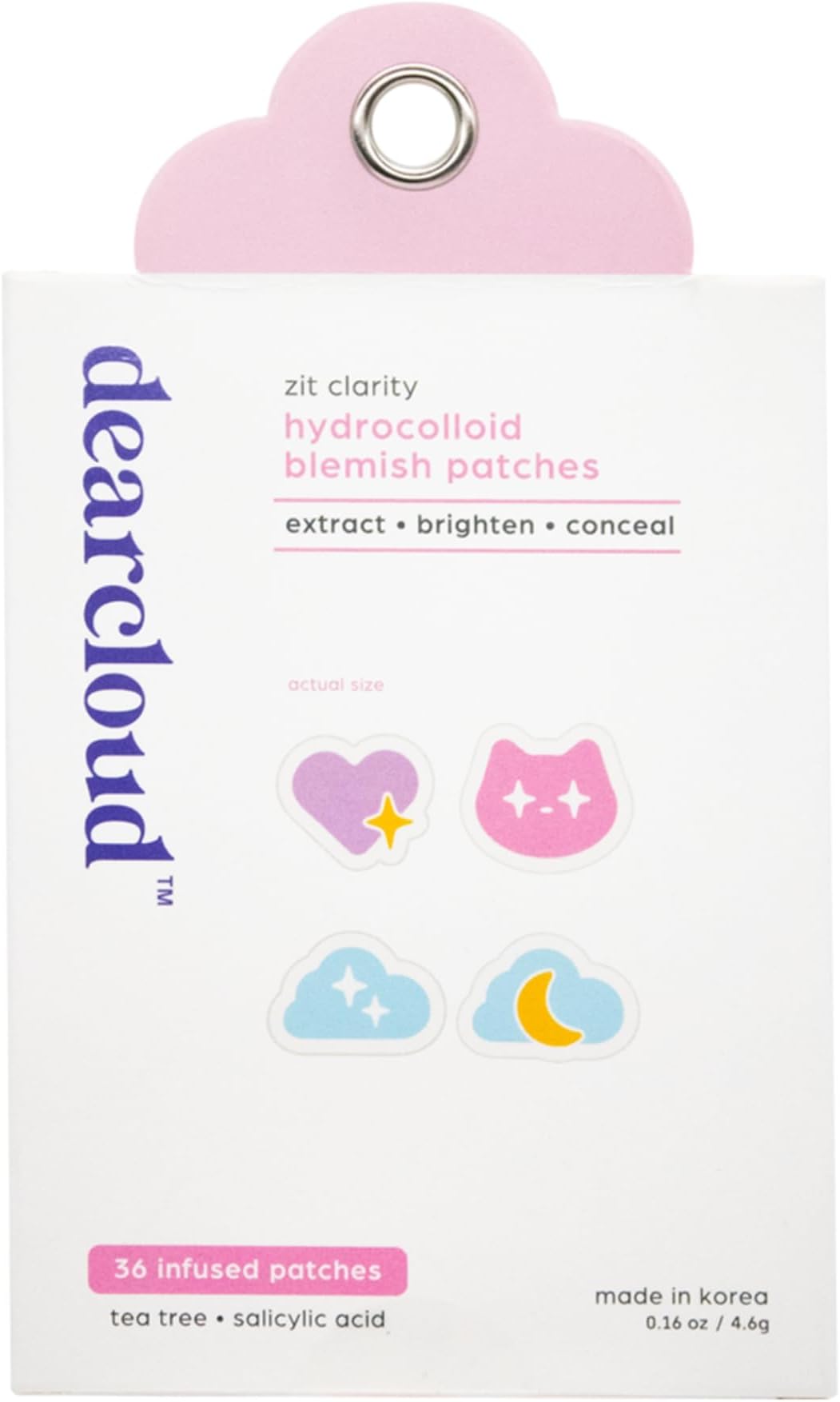 dearcloud Hydrocolloid Blemish Patches - 36 Count Refill Set – Pimple Patches for Face, Acne Spot Treatment With Niacinamide & Salicylic Acid - (Zit Clarity)