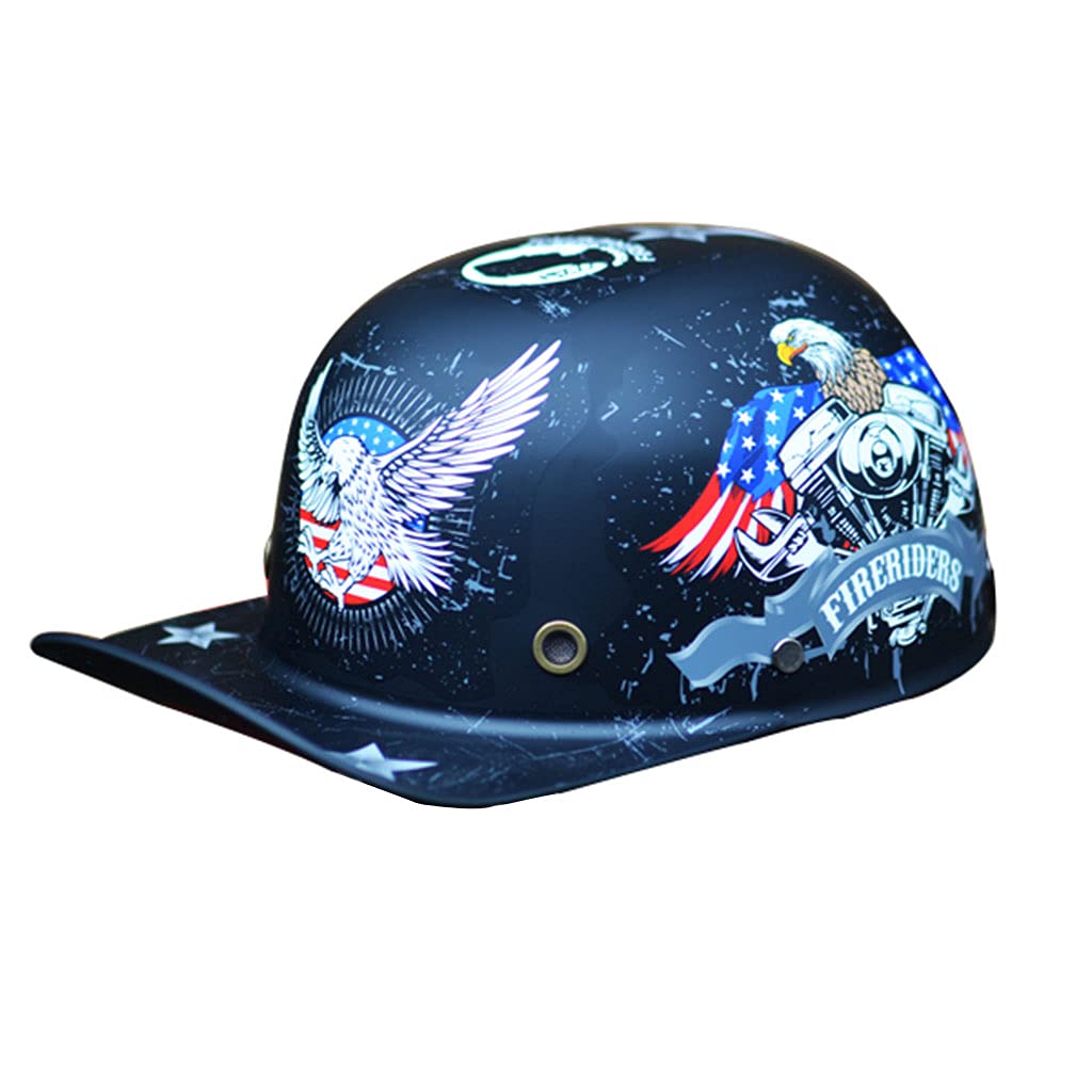 SDKUing Vintage Half Shell Helmet, Motorcycle Retro Open Face Helmet for Men and Women, DOT/ECE Approved Baseball Cap Helmet Cruiser Chopper Moped Scooter ATV Crash Helmets, 55-61CM