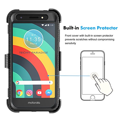 Njjex For Moto E5 Play Case, For Motorola E5 Cruise / Moto E5 Go Holster Clip, [Nbeck] Heavy Duty Built-In Screen Protector Rugged Locking Swivel Belt Clip Kickstand Hard Shell Phone Cover [Black] #TOP3