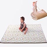 Mimaar ENROLLAGATEO, Original, Patentado y Hecho en España. Alfombra de bebé Plegable Convertible en Bolso, Gimnasio bebé, colchoneta Gateo de algodón. 110x140x2cm Certificado CE. Estampado Rinos.