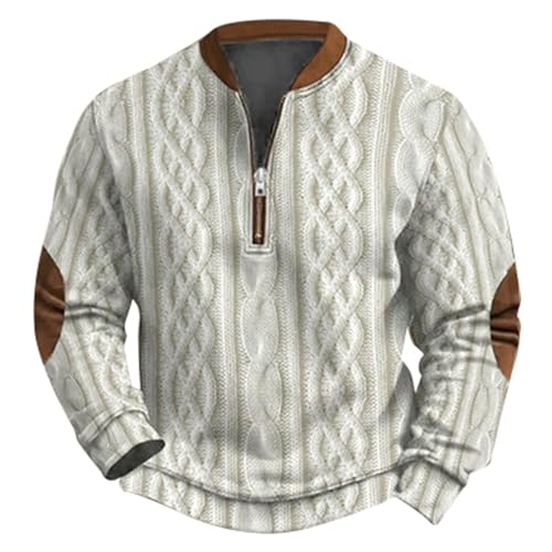 Pull homme col rond demi-zippé imprimé 3D grande taille XXL-3XL