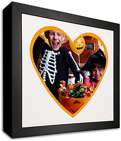 Country Art House Heart Mat Cut-out Picture Frame with Orange Accent Made to Display 4x6-Inch Photos