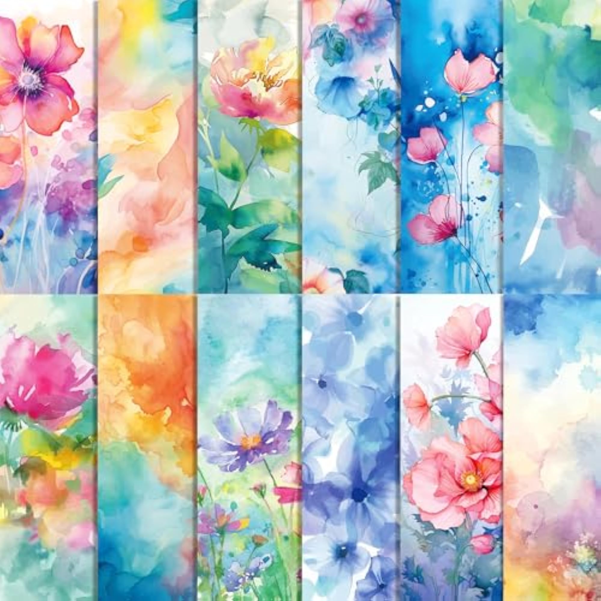24 Sheets Dyeing Flower Pattern Paper for DIY Crafting