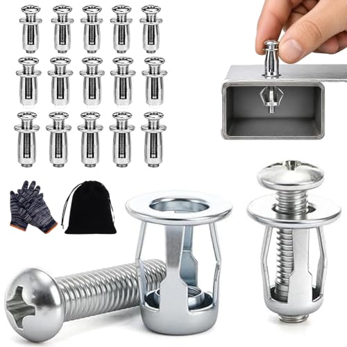 New Button Rivet Locking Nut Assortment M4 M5 M6 Zinc Plated Steel，15pcs