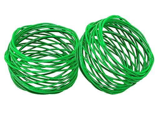 Image of SKAVIJ Handmade Twisted Wire Mesh Napkin Rings Holders Decor Dinner Party Wedding Thanksgiving Christmas Gathering (Green 4pcs)