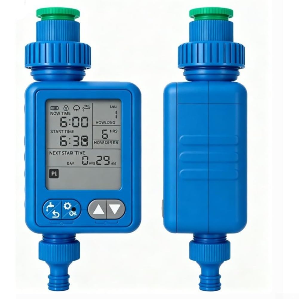Timer automatico di irrigazione, sensore di pioggia, regolatore di irrigazione con grande schermo LCD, 10 programmi programmabili per rubinetti da giardino