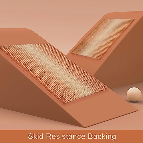 BSICPRO Bathroom Rugs, Bath Mat Rug for Bathroom Non Slip 17 x 24 Inches Water Absorbent Chenille Bathroom Floor Mats Machine Washable (Pumpkin Orange and Cream)