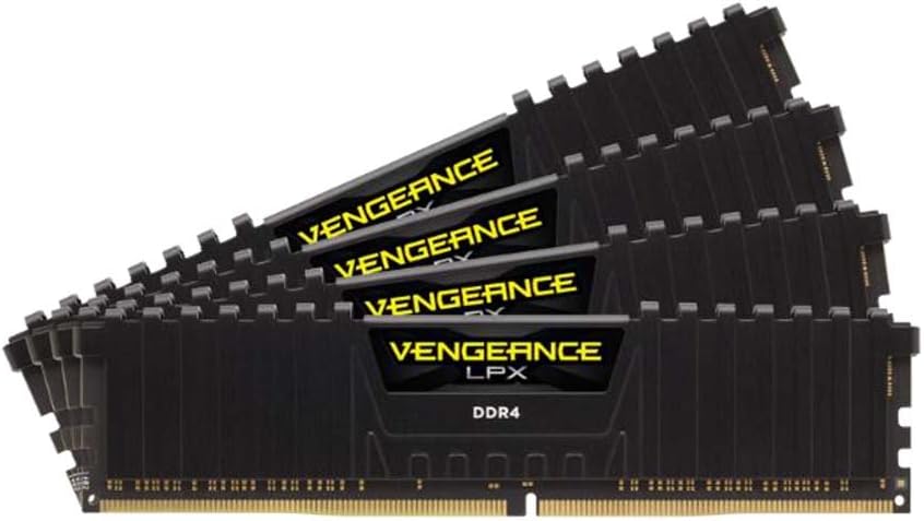 Corsair CMK64GX4M4C3000C15 Vengeance LPX 64 GB (4 x 16 GB) DDR4 3000 MHz C15 XMP 2.0 High Performance Desktop Memory Kit, Black