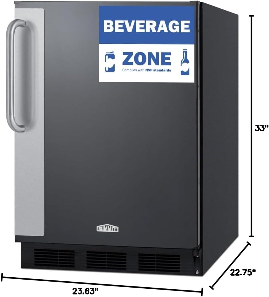 Summit Appliance FF6BK7BZ Commercial 24" Wide All-Refrigerator; For use in Bars, Restaurants, and Other Commercial Environments; 5.5 cu.ft Capacity; Automatic Defrost; White Interior