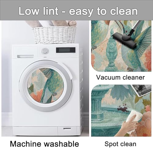 Tapis de chambre lavable machine style campagne vert sauge