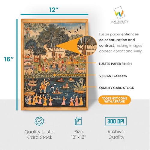 Indian Pichwai Art Posters, Cultural Heritage Wall Decor, Set of 3 Traditional Indian Posters (12 x 16) - Image 3