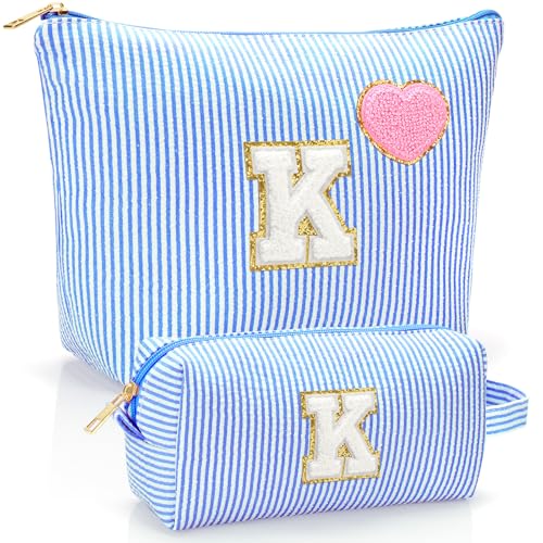 Personalized Initial Makeup Bag Pouch Cute Preppy Makeup Organizer bag