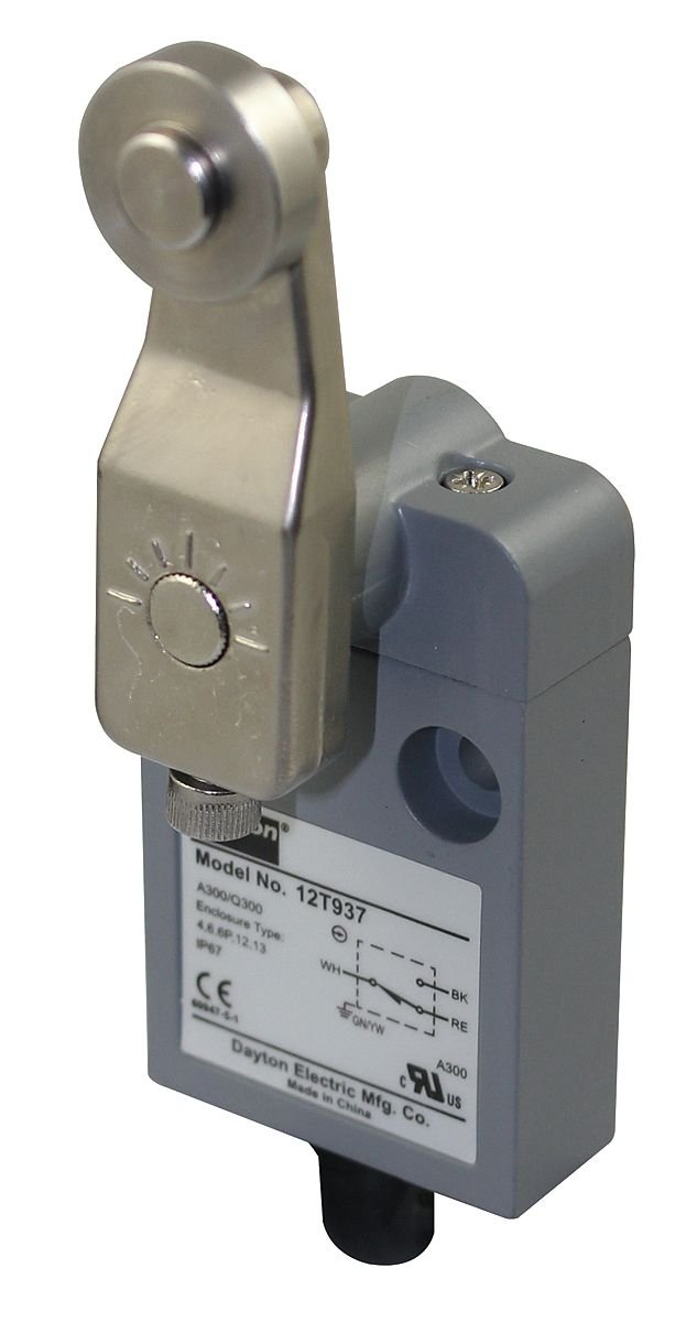 Dayton 12T937 Mini Limit Switch, SPDT, Vert, Rotary Lever Motion