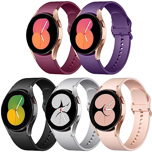 Lerobo 5 Pack Bands Compatible with Galaxy Watch 7 6 5 4 Band 40mm 44mm/ Galaxy Watch 6 4 Classic Band 43mm 47mm 46mm 42mm/Watch 5 pro 45mm,Active 2 Band, 20mm Band Soft Silicone Sport Band