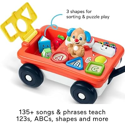 Fisher-Price Baby & Toddler Toy Laugh & Learn Pull & Play Learning Wagon Musical Pull-Along with Activities for Infants Ages 6+ Months