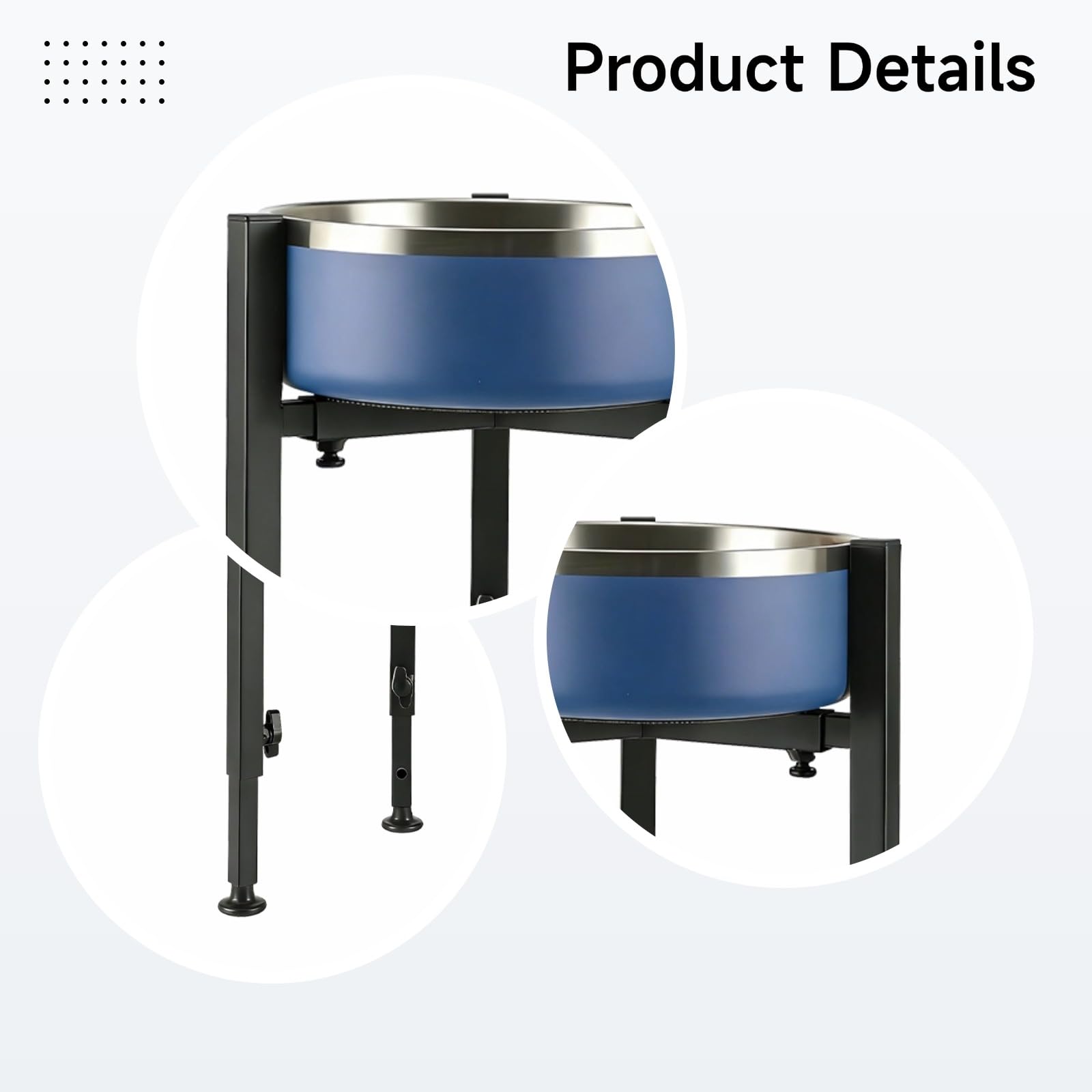 Iron Art Support surélevé pour chien avec gamelle en acier inoxydable, hauteur réglable de 22,9 à 38,1 cm et largeur de 17,8 à 27,9 cm, mangeoire à eau surélevée pour chiens de petite, moyenne et