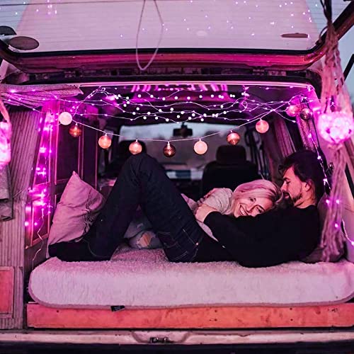Jmexsuss 2 Pack Pink Solar Fairy Lights, 33Ft 100 Led Solar String Lights Outdoor Waterproof, 8 Modes Copper Wire Pink Solar Twinkle Lights For Garden Christmas Party Girl Decorations #TOP4