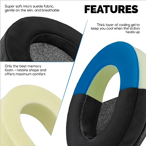 Image of Brainwavz Gaming Earpads Compatible with ATH M50X, Hyper X Cloud, Steelseries Arctis, G Pro X & Many More, with Cooling Gel & Soft Micro Suede for Extra Comfort