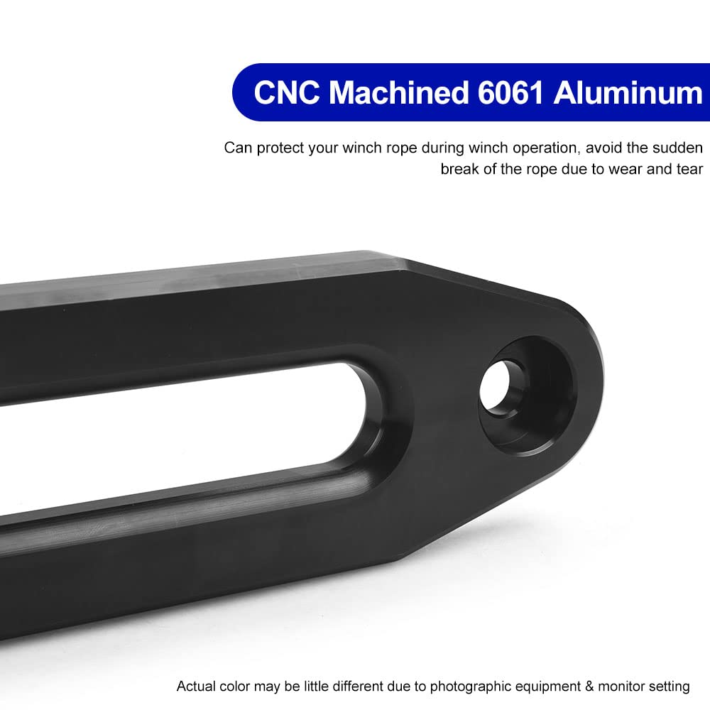 Generico 10 Pollici Hawse Fairlead, Billet Alluminio lucidato Bolt-Pattern Sintetico verricello 8000-15000 LBs per ATV/UTV Cavo Corda (Nero)