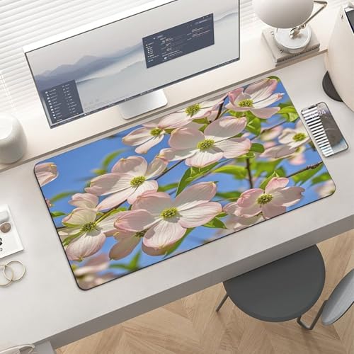 Mouse pad grande de goma, antideslizante, estilo flores miniatura 6