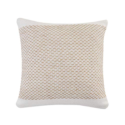 Lr Home Jute Interwoven Bordered Throw Pillow, 20" X 20", Ivory/Tan #TOP24