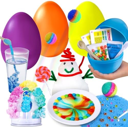 UNGLINGA 4 Jumbo Easter Basket Stuffer Surprise Eggs, 6 Science E...