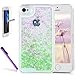 iPhone 6 Plus Quicksand Case, ISADENSER Liquid Quicksand Bling Adorable flowing Floating Moving Shine Glitter Transparent Crystal Hard PC Case For iPhone 6s Plus/iPhone 6 Plus-Love(Green)