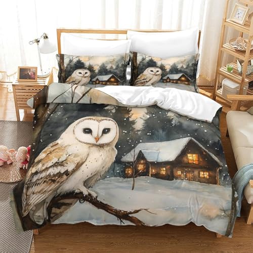 Housse de couette chouette 3D en microfibre supérieure super douce - 3