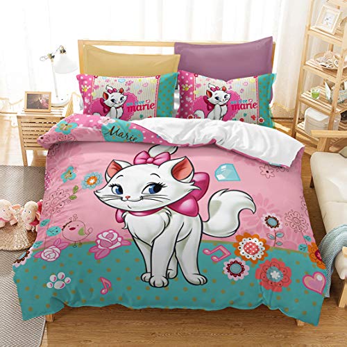 WMZ-SC Housse de Couette Aristochats Marie Fille, Enfant, literie Taille Unique Double Taille Y Compris taie d'oreiller 50 * 75cm (9,200x200cm) Cover
