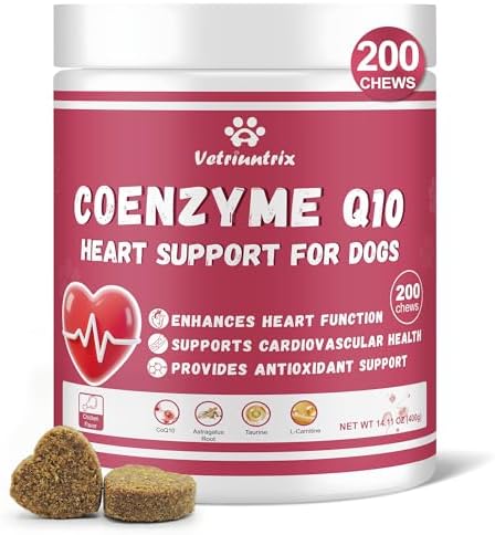 Heart Support Supplement for Dogs, Taurine for Senior — top-down angle highlighting key features