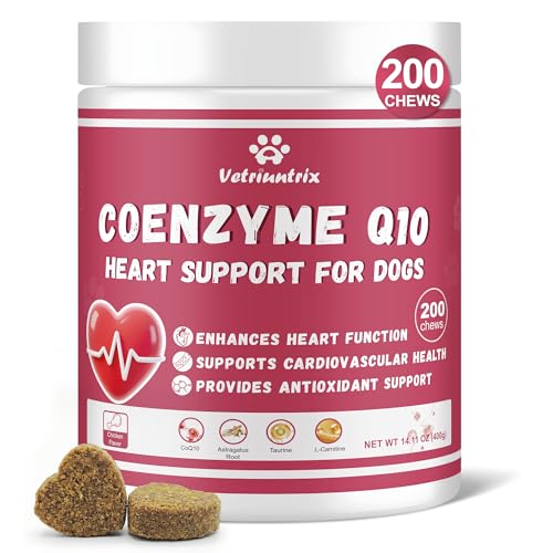 Vetriuntrix Heart Support Supplement for Dogs, Taurine for Senior & Puppy Dogs, Dog Multivitamin with CoQ10 & L-Carnitine for Heart, Cardiovascular & Antioxidant Support - 200ct