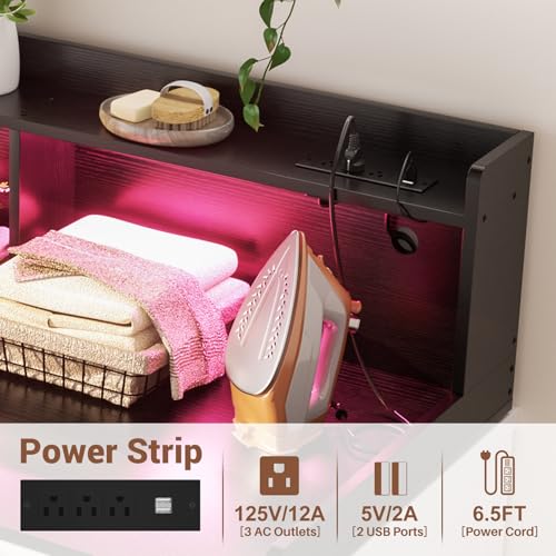 Aheaplus Washer and Dryer Countertop, 2-Tier Laundry Countertop Cover with LED Lights and Power Strip, Large Space Laundry Topper with Shelf for Laundry Room Organization, Black by Aheaplus - Image 3