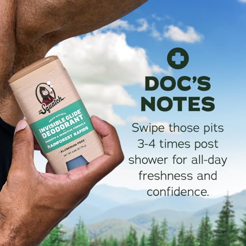 Dr. Squatch Invisible Glide Natural Deodorant Men, Aluminum Free (2-Pack) | All Day Odor Protection, Smooth Glide, No Stains, Men’s Deodorant (Coconut Castaway & Rainforest Rapids) - image 8