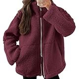 AMDOLE Chaqueta de forro polar para mujer, de gran tamaño, con cremallera, sherpa, casual, bolsillos, doble cremallera, chaqueta de forro polar de gran tamaño, con cremallera, abrigos casuales de
