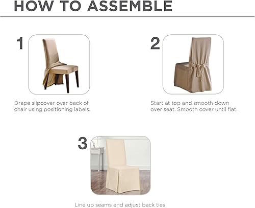 Miniatura 3 de Sure Fit SF33880 - Funda larga para silla de comedor pato de algodón hasta 42 pulgadas de alto lavable a máquina 100 algodón color claret 24 x 24 x